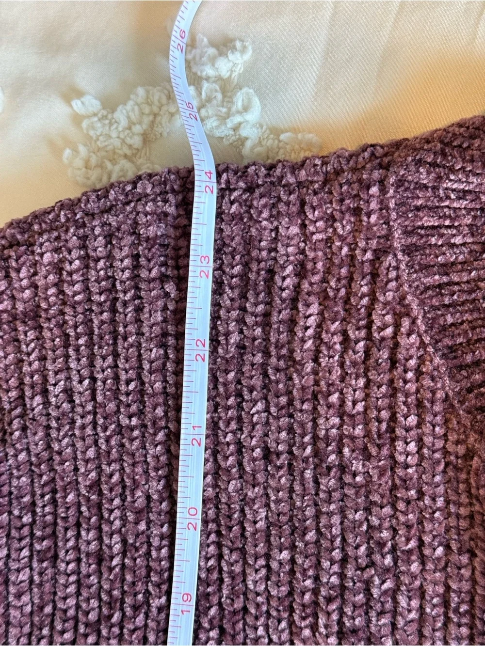 Matty M Chenille Crewneck Sweater Mauve Cozy Knit Size Small